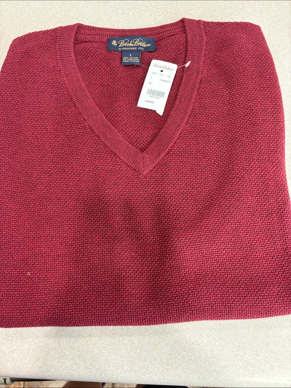 Brooks Brothers Men's V-Neck Sweater in Deep Wine Red